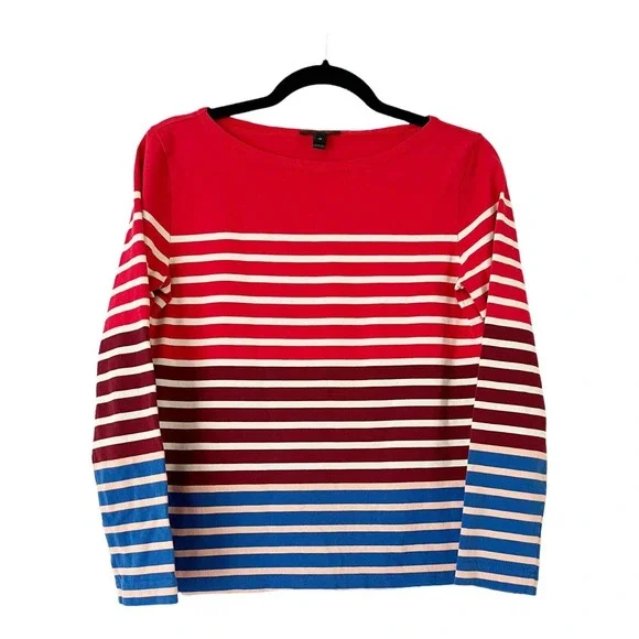 J. Crew Multi Color Striped Casual Long Sleeve T-Shirt Womens Size XS - Picture 1 of 5